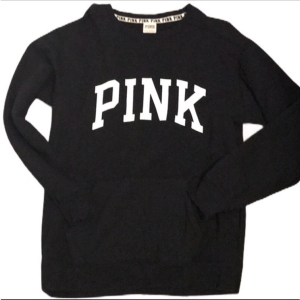 VS Pink Campus Destroyed Neck Tunic Sweatshirt